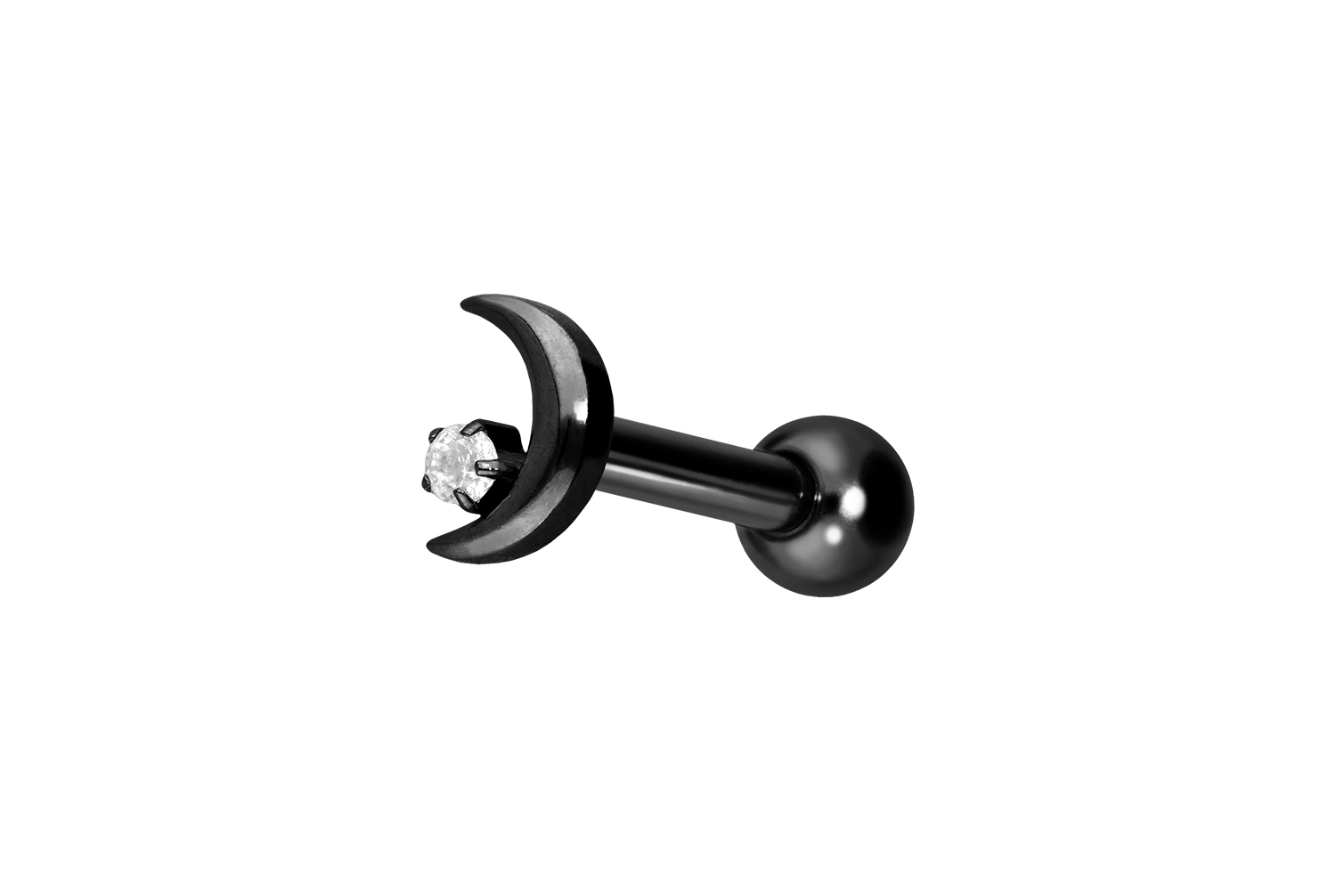 Titan Ohrpiercing mit Innengewinde MOND + KRISTALL
